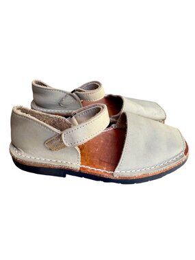 Pons Avarca Kids Leather Sandals Size EU 30 US 12 Beige Hook Loop Spain Shoes
